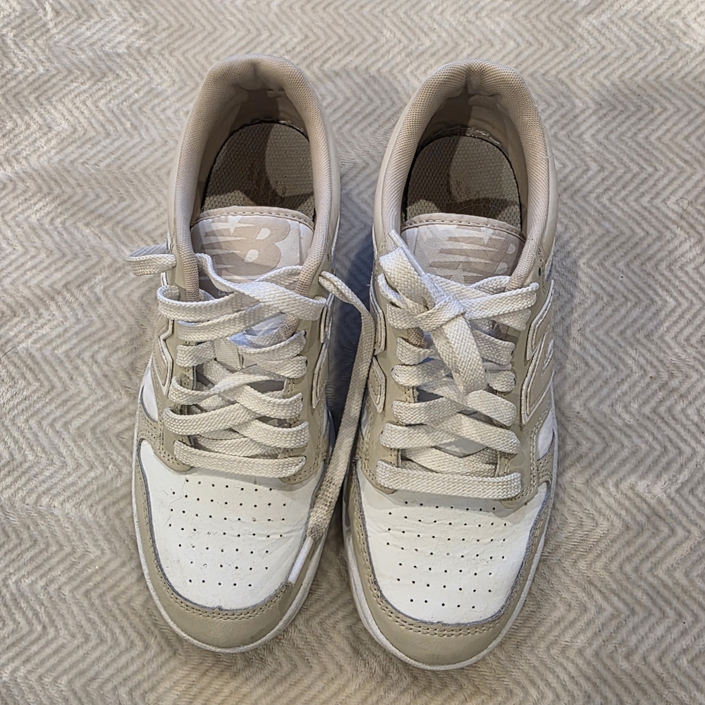 New Balance 480 White and Tan Sneakers